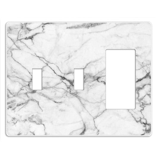 Screwless White and Gray Marble 2 Toggle / Rocker Wallplate