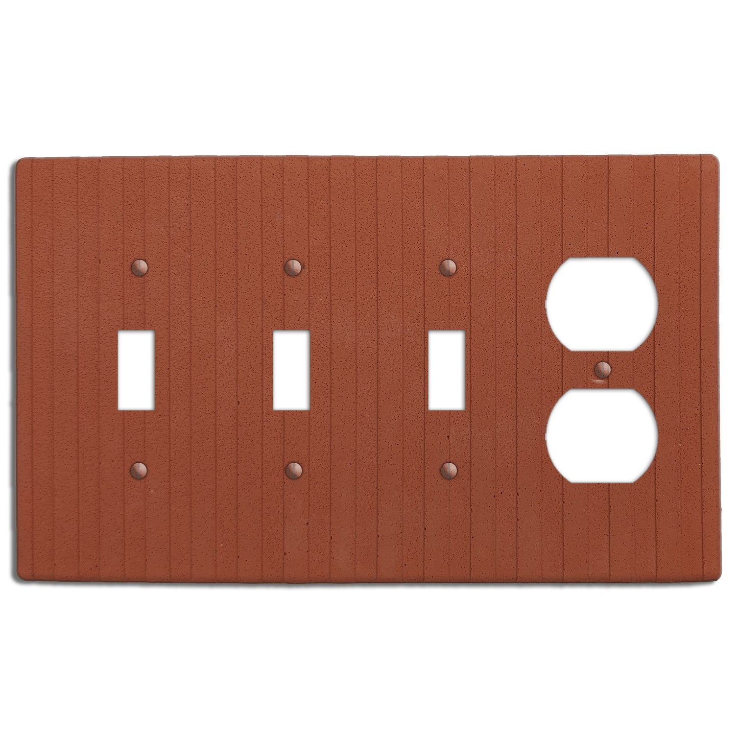 Terra Red Boho Stripes 3 Toggle / Duplex Outlet Cover Plate