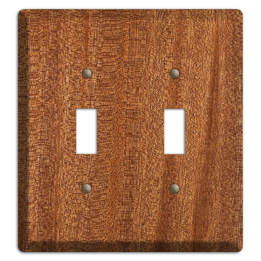 Mahogany Wood Double Toggle Switchplate