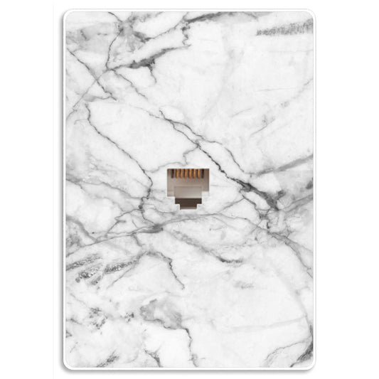 Screwless White and Gray Marble Phone Wallplate