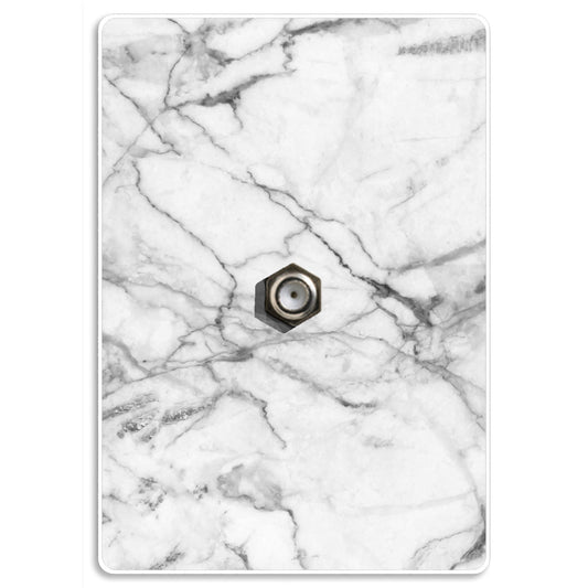 Screwless White and Gray Marble Cable Wallplate