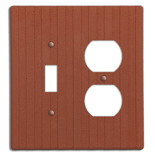 Terra Red Boho Stripes Toggle / Duplex Outlet Cover Plate