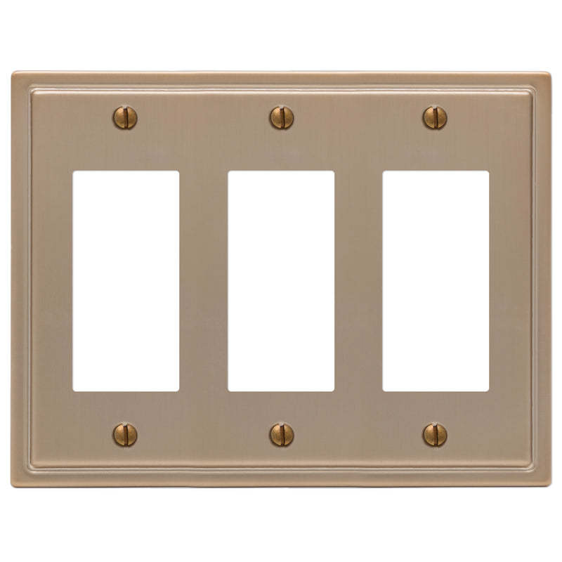 Moderne Brushed Bronze Steel 3 Rocker (GFI) Wallplate:Wallplatesonline.com