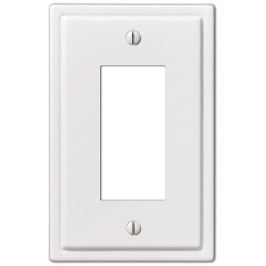 Moderne White Steel 1 Rocker (GFI) Wallplate:Wallplatesonline.com