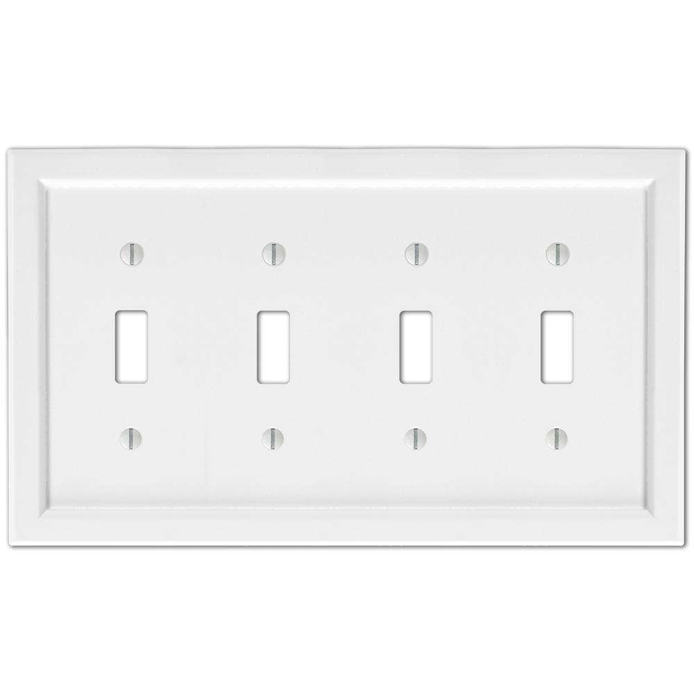 Shaker White Wood 4 Toggle Wallplate:Wallplatesonline.com