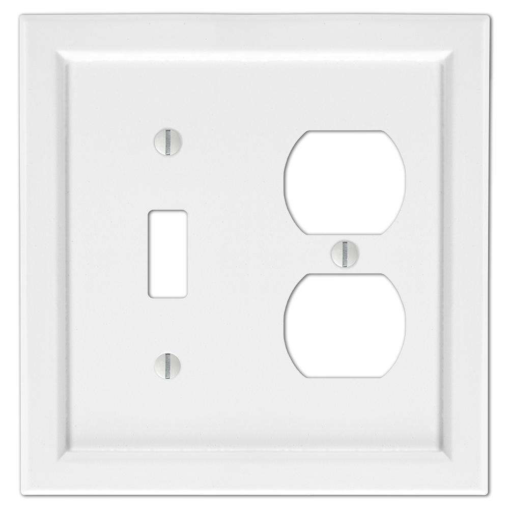 Shaker White Wood Toggle /  Duplex Outlet Wallplate:Wallplatesonline.com