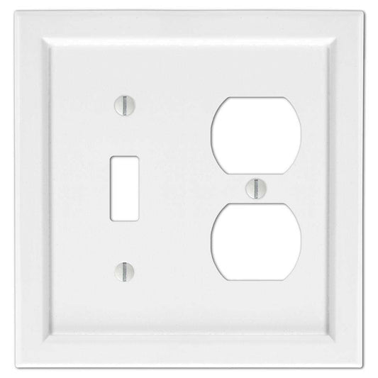 Shaker White Wood Toggle /  Duplex Outlet Wallplate:Wallplatesonline.com