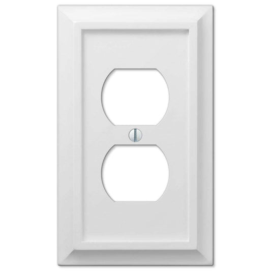 Deerfield White Wood 1 Duplex Outlet Wallplate:Wallplatesonline.com