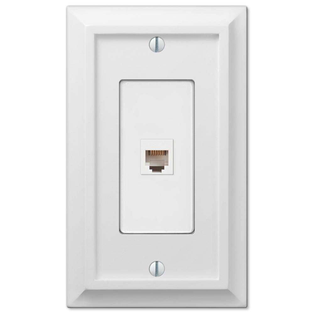 Deerfield White Wood Phone Wallplate:Wallplatesonline.com