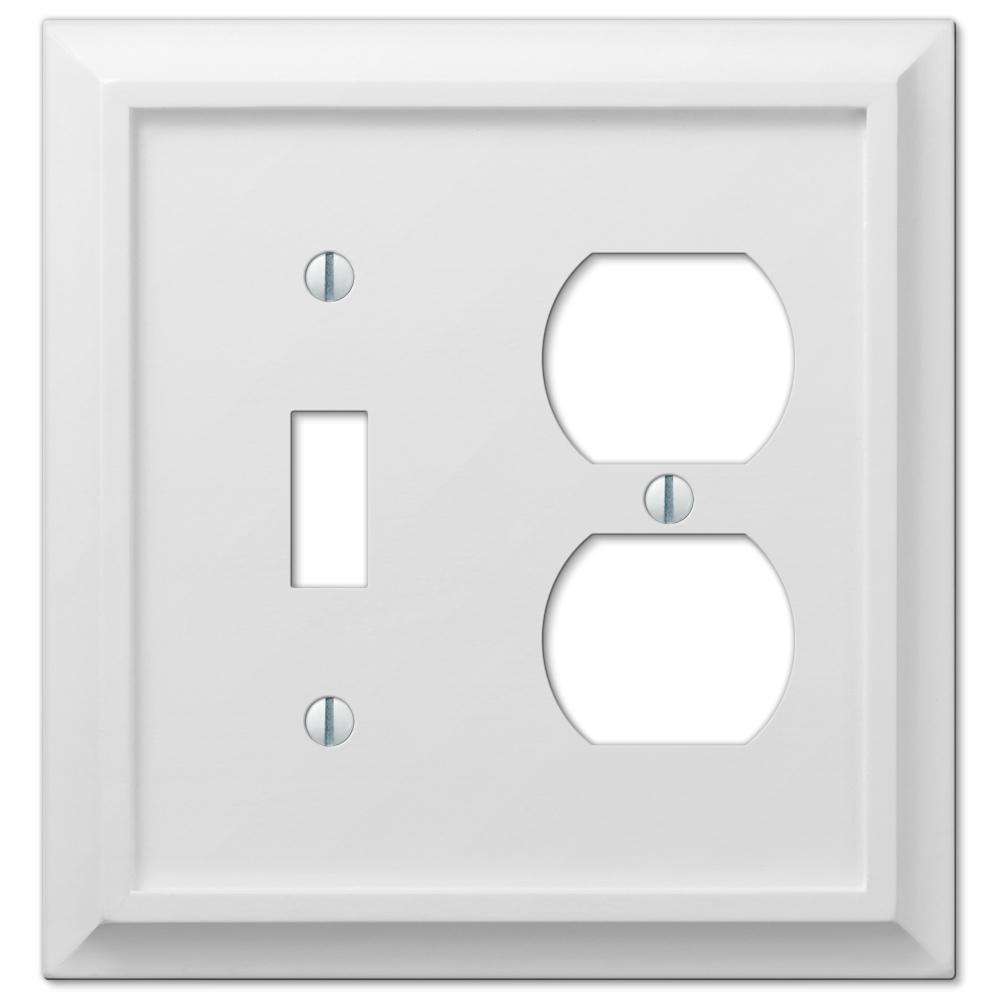 Deerfield White Wood Toggle /  Duplex Outlet Wallplate:Wallplatesonline.com