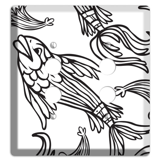 White and Black Koi 2 Pushbutton Wallplate