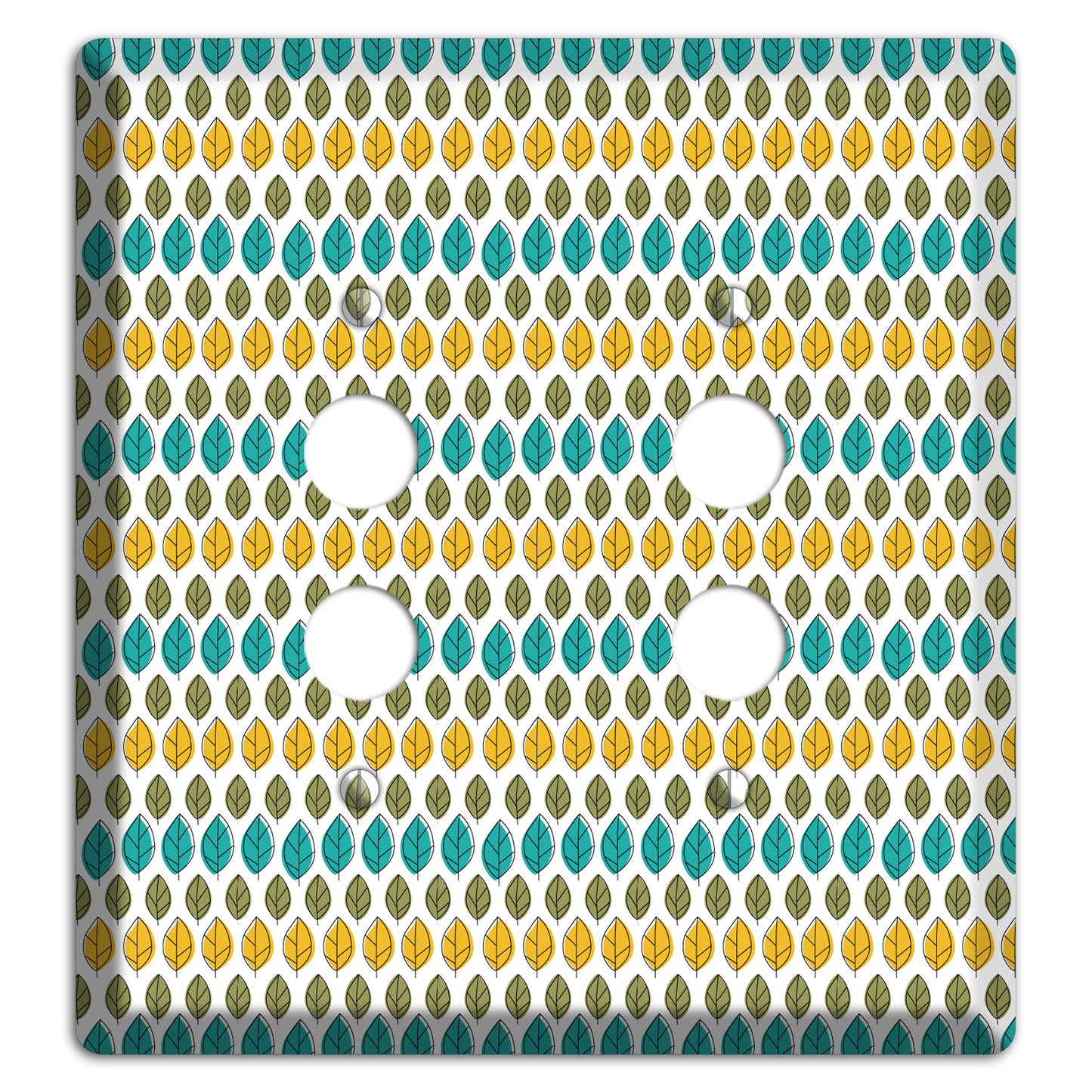 Turquoise Multi Olive Leaf Contour 2 Pushbutton Wallplate