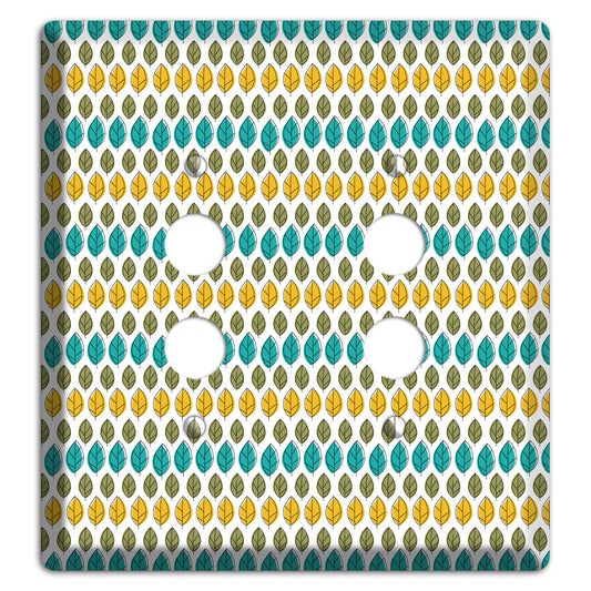 Turquoise Multi Olive Leaf Contour 2 Pushbutton Wallplate