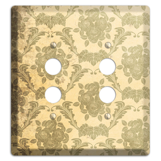 Straw Vintage Rose Damask 2 Pushbutton Wallplate