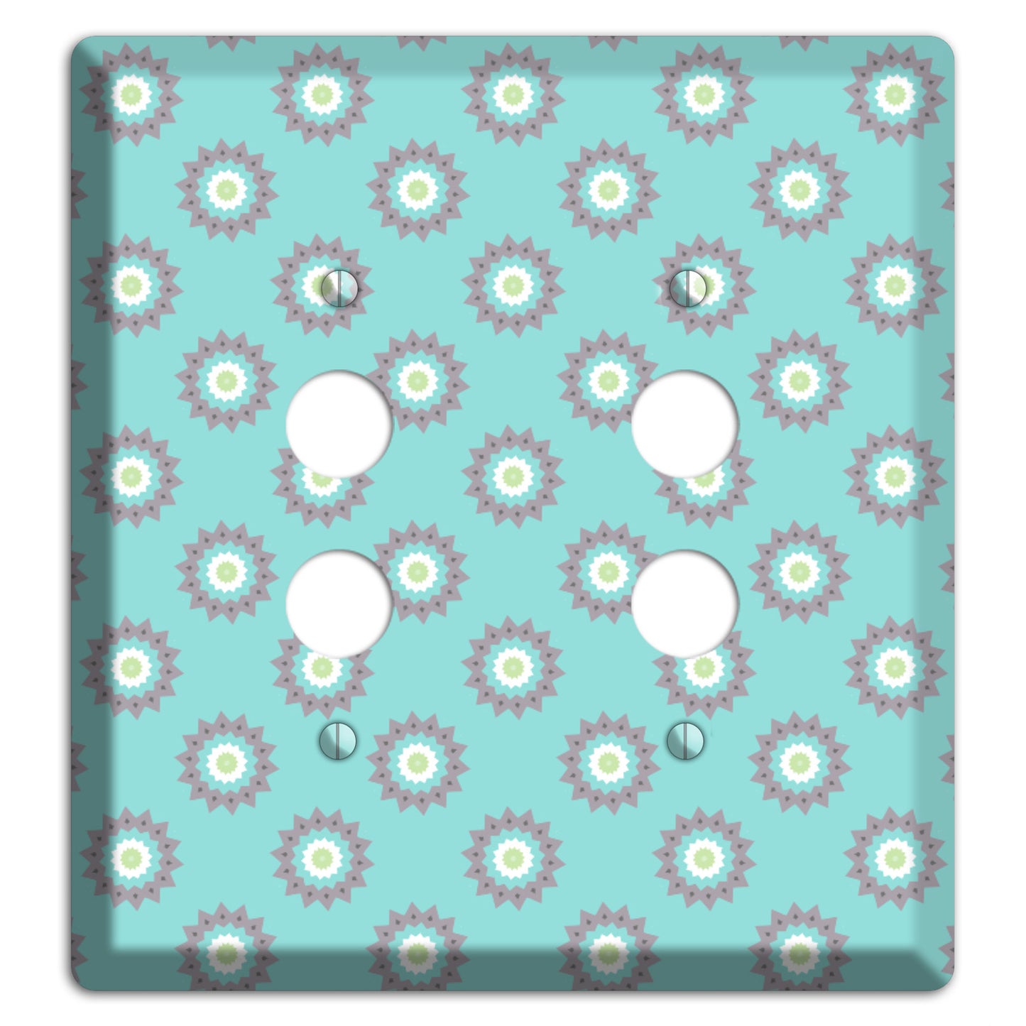 Turquoise with Suzani Dots 2 Pushbutton Wallplate