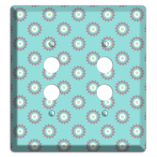 Turquoise with Suzani Dots 2 Pushbutton Wallplate