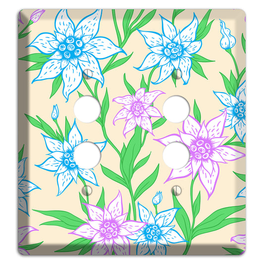 Hand Drawn Flowers Style A 2 Pushbutton Wallplate