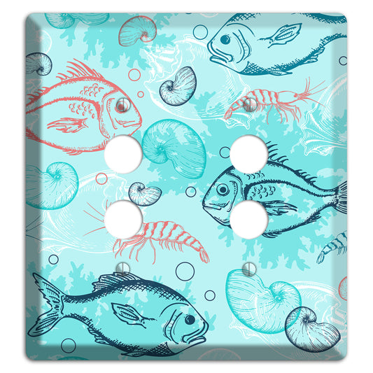 Mixed Sea Life Style 24 2 Pushbutton Wallplate