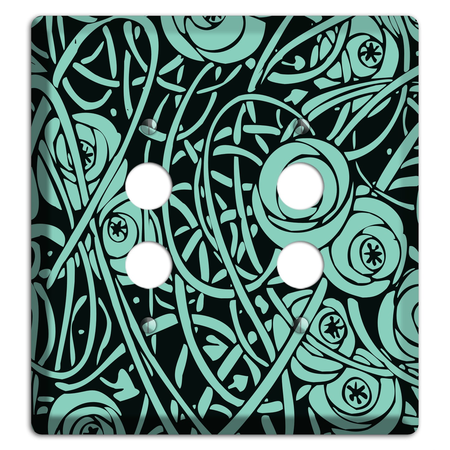 Teal Deco Floral 2 Pushbutton Wallplate