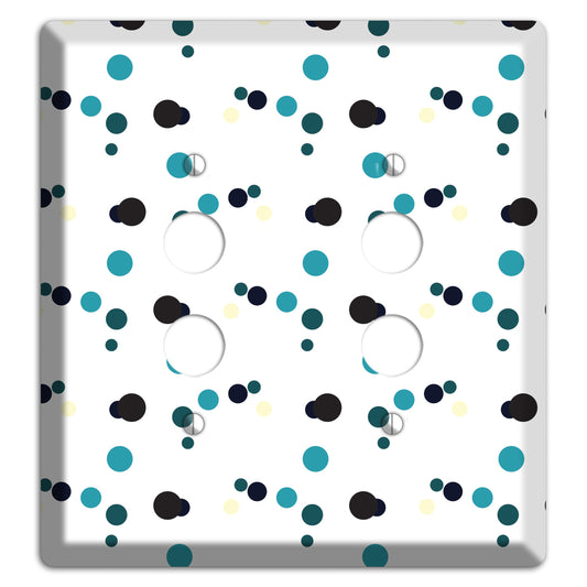 White with Teal and Black Multi Dots 2 Pushbutton Wallplate