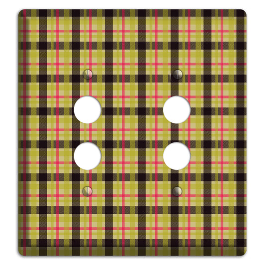 Yellow Black Red Plaid 2 Pushbutton Wallplate