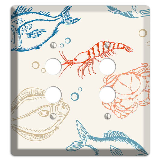 Mixed Sea Life Style 1 2 Pushbutton Wallplate