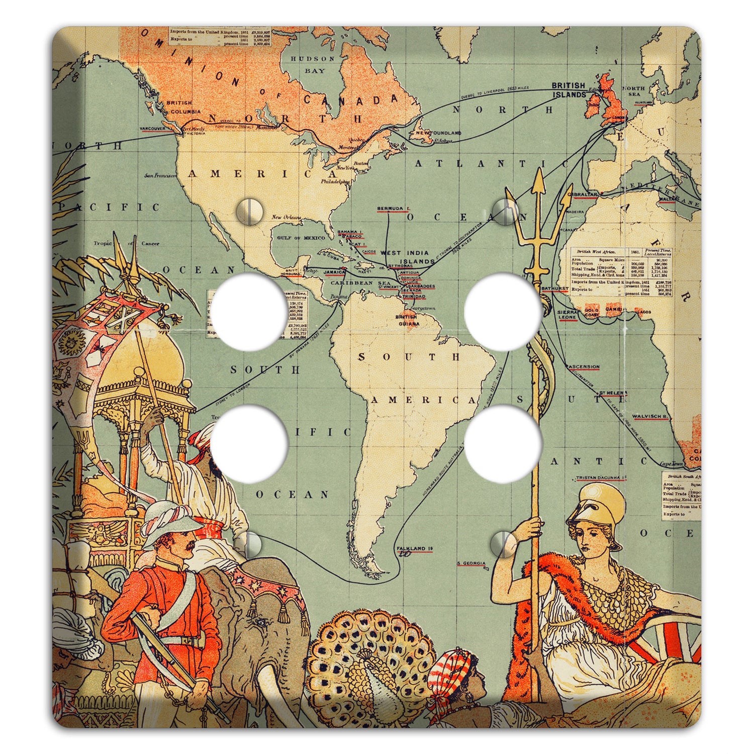 Map of Americas 2 Pushbutton Wallplate