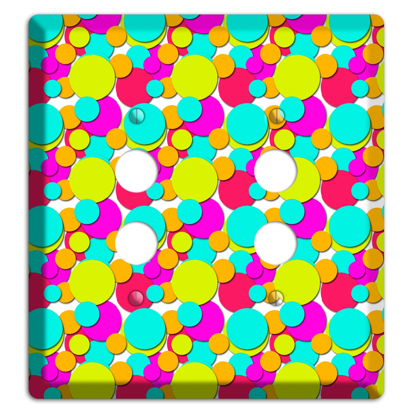 Aqua Fuschia Yellow Red Orange Bubble Dots 2 Pushbutton Wallplate