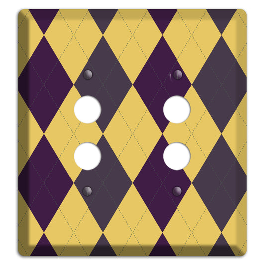 Yellow Plum Brown Argyle 2 Pushbutton Wallplate