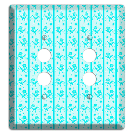 Teal Floral Pattern 2 Pushbutton Wallplate