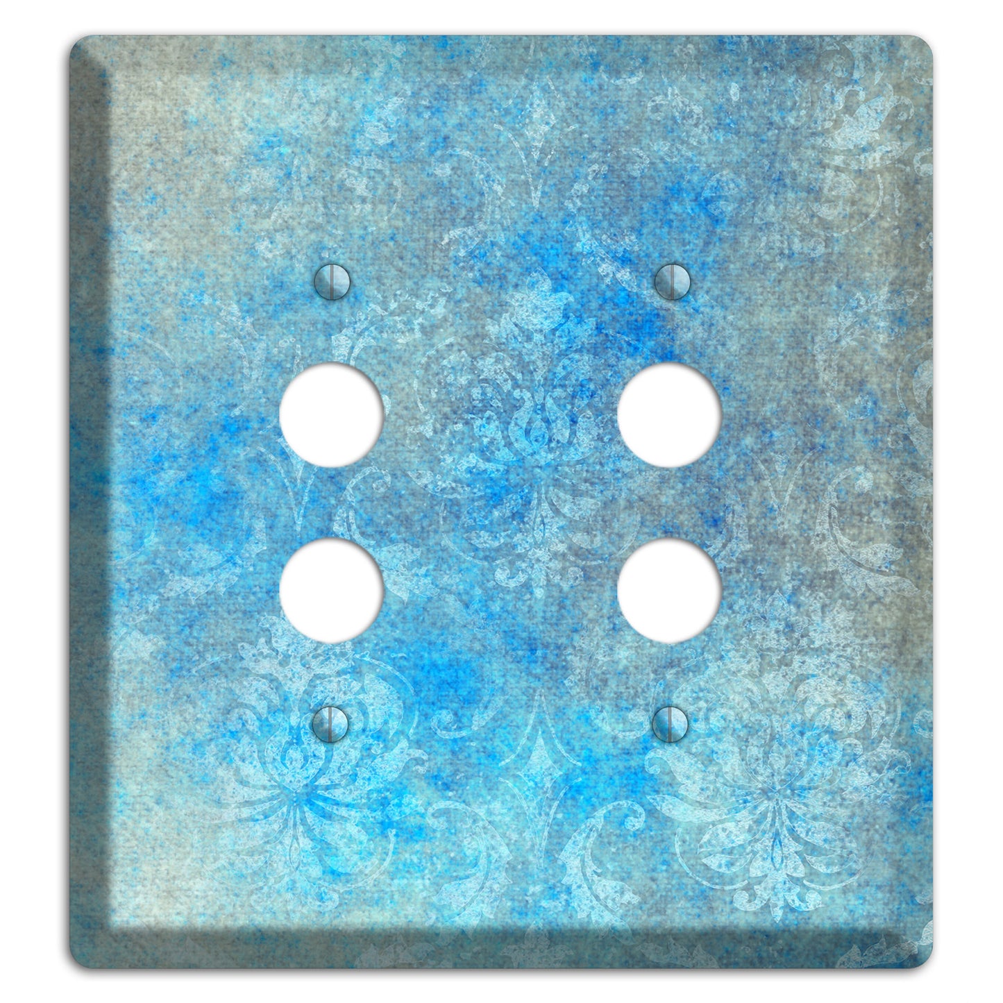 Picton Blue Whimsical Damask 2 Pushbutton Wallplate