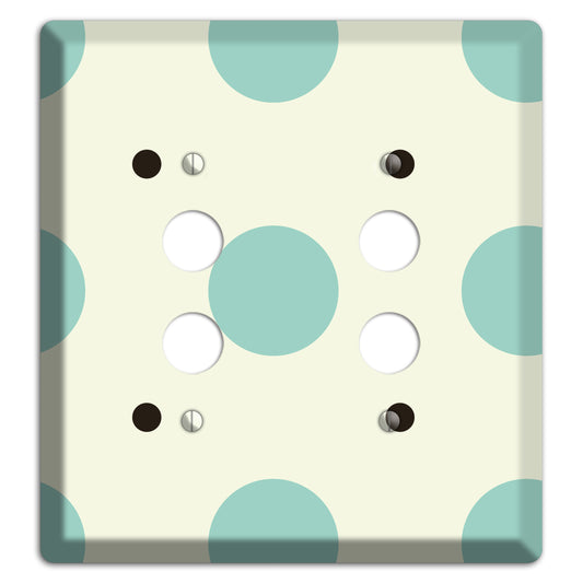 Soft Green with Aqua and Black Multi Tiled Medium Dots 2 Pushbutton Wallplate