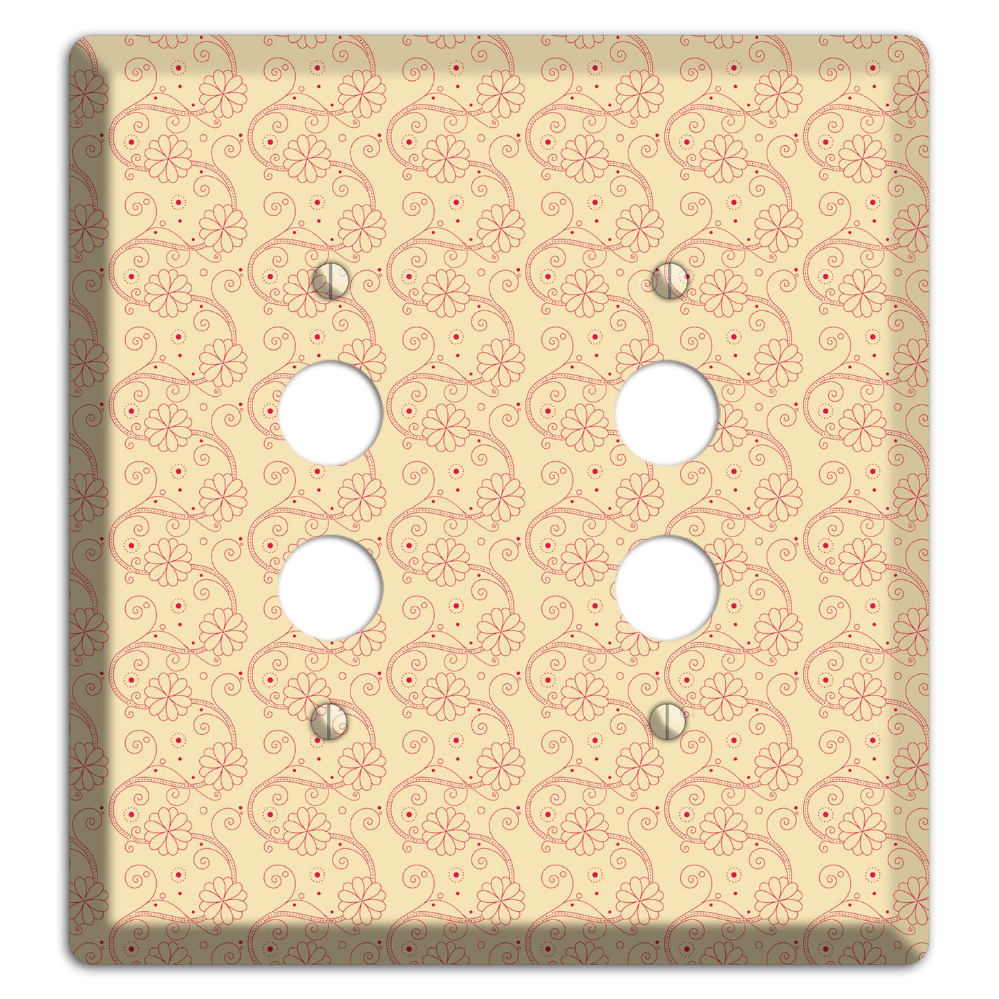 Tiny Off White Floral Swirl 2 Pushbutton Wallplate