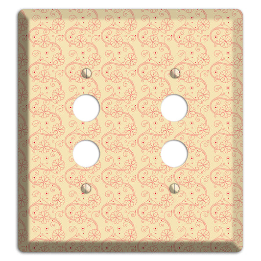 Tiny Off White Floral Swirl 2 Pushbutton Wallplate