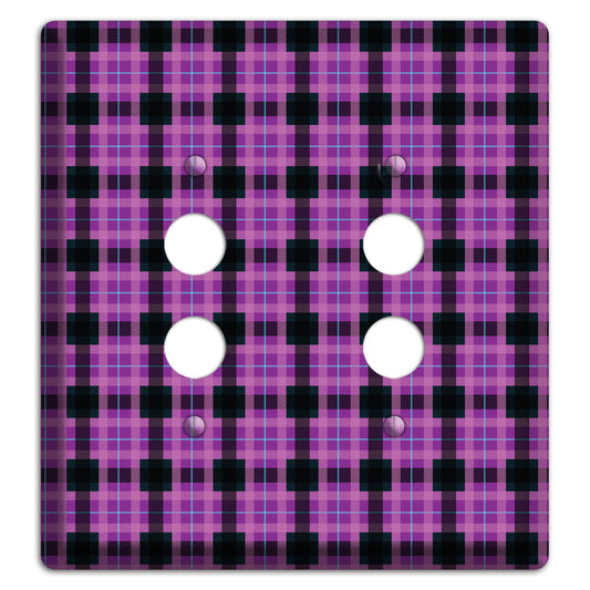 Purple and Black Plaid 2 Pushbutton Wallplate