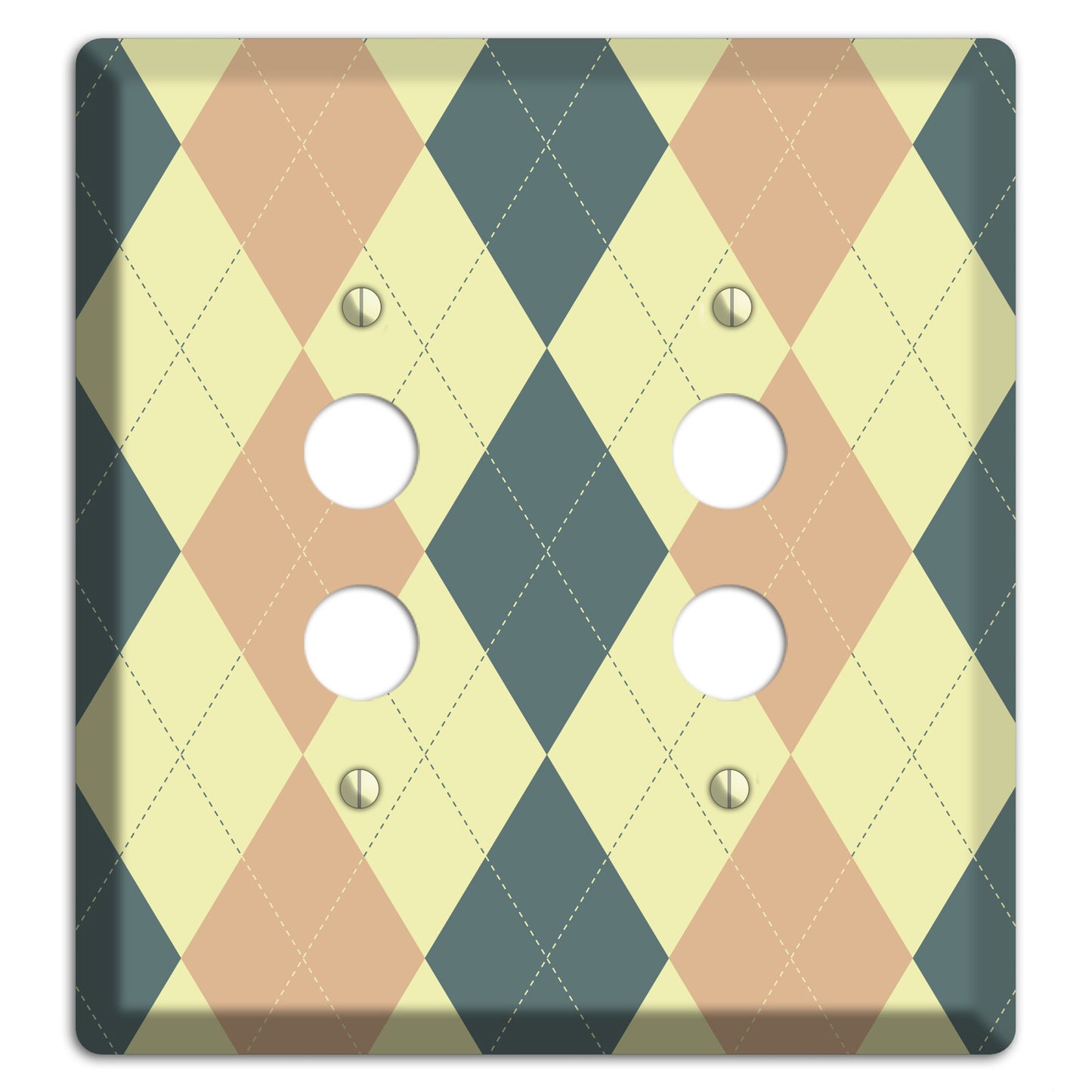 Yellow and Beige Argyle 2 Pushbutton Wallplate