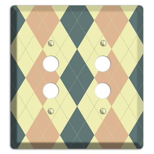 Yellow and Beige Argyle 2 Pushbutton Wallplate