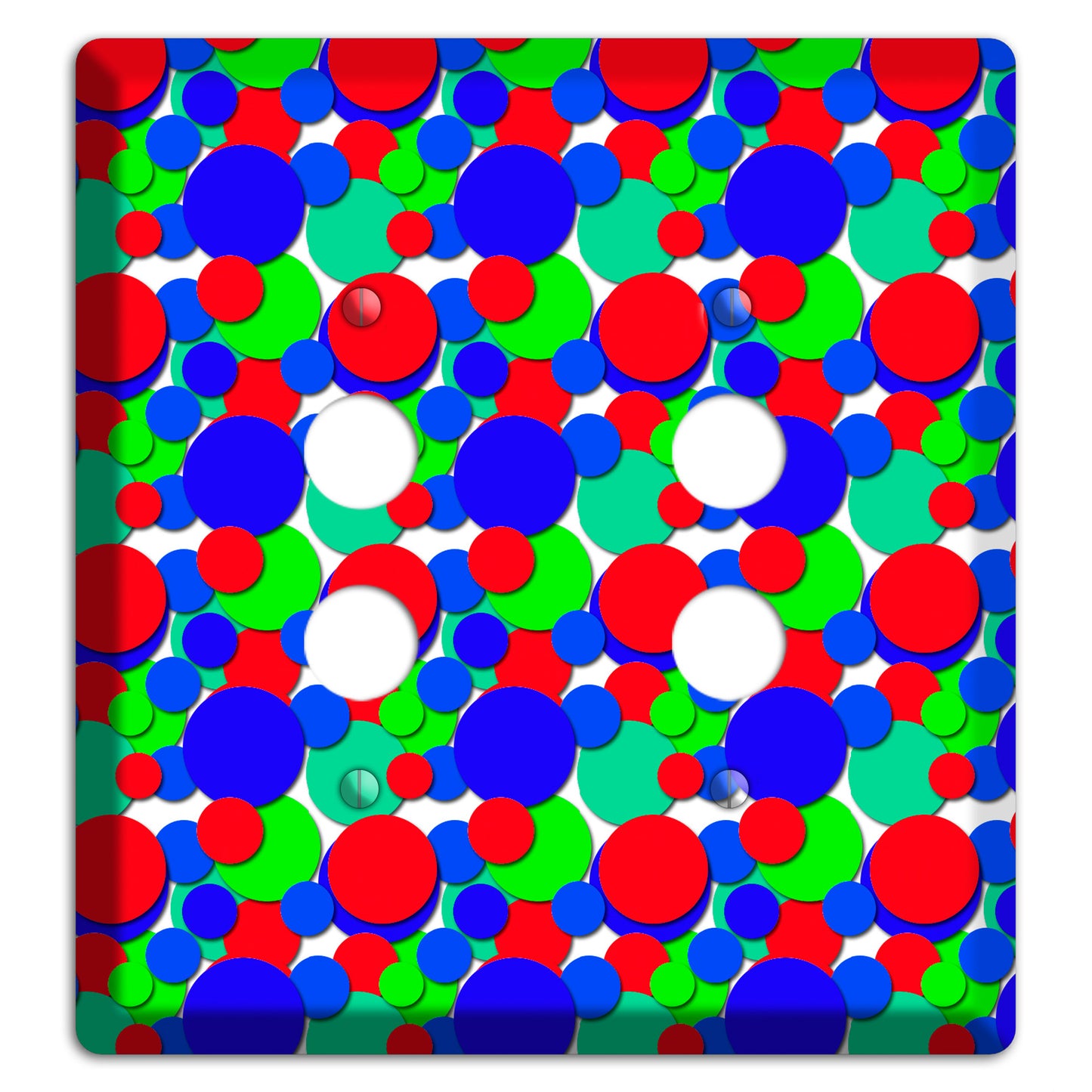 Red Blue Green Bubble Dots 2 Pushbutton Wallplate