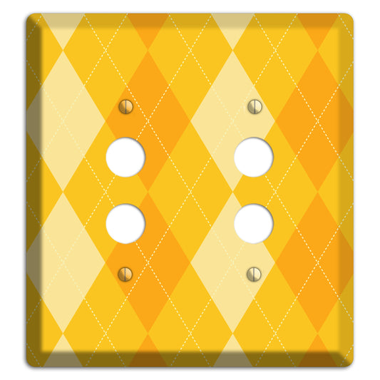 Yellow Argyle 2 Pushbutton Wallplate