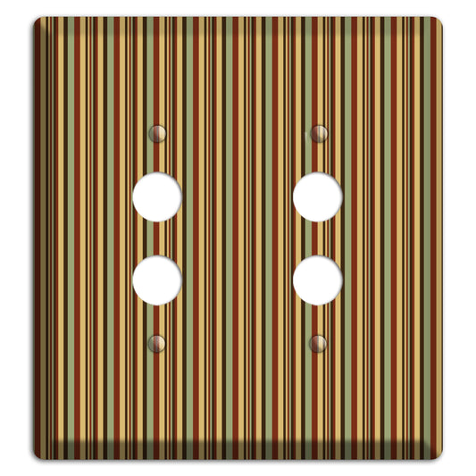 Red and Green Stripes 2 Pushbutton Wallplate