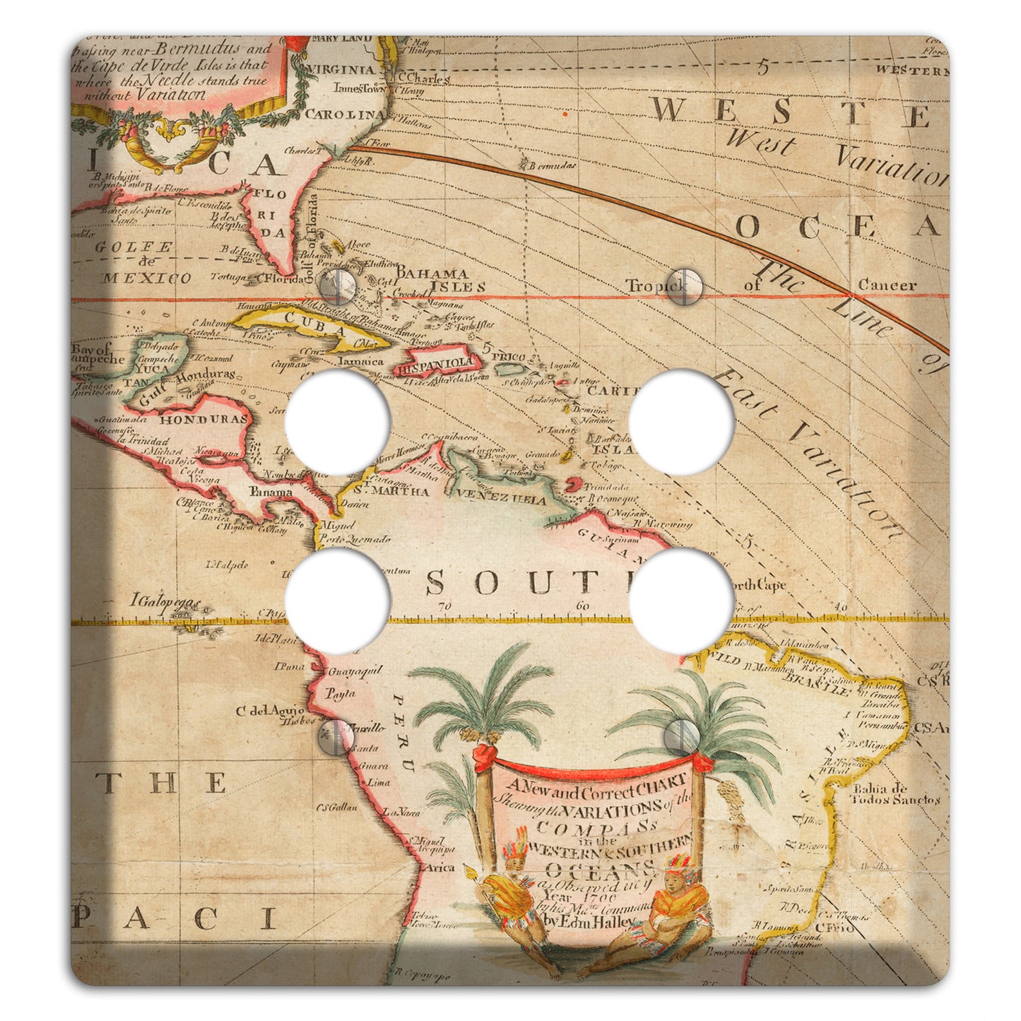 Map of Latin America 2 Pushbutton Wallplate