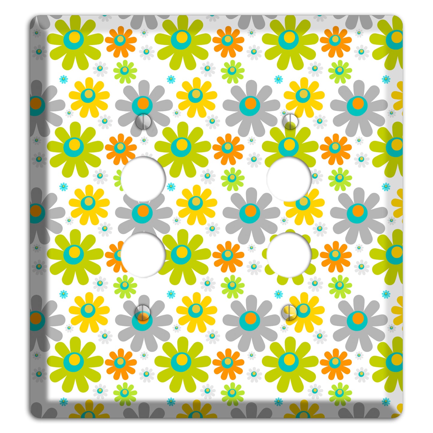 White and Yellow Flower Power 2 Pushbutton Wallplate