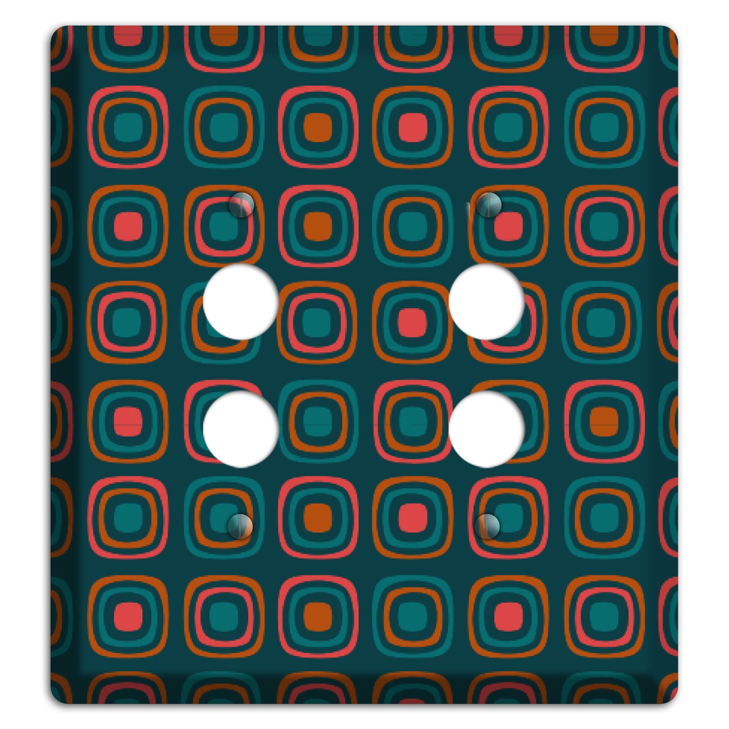 Teal and Pink Rounded Squares 2 Pushbutton Wallplate