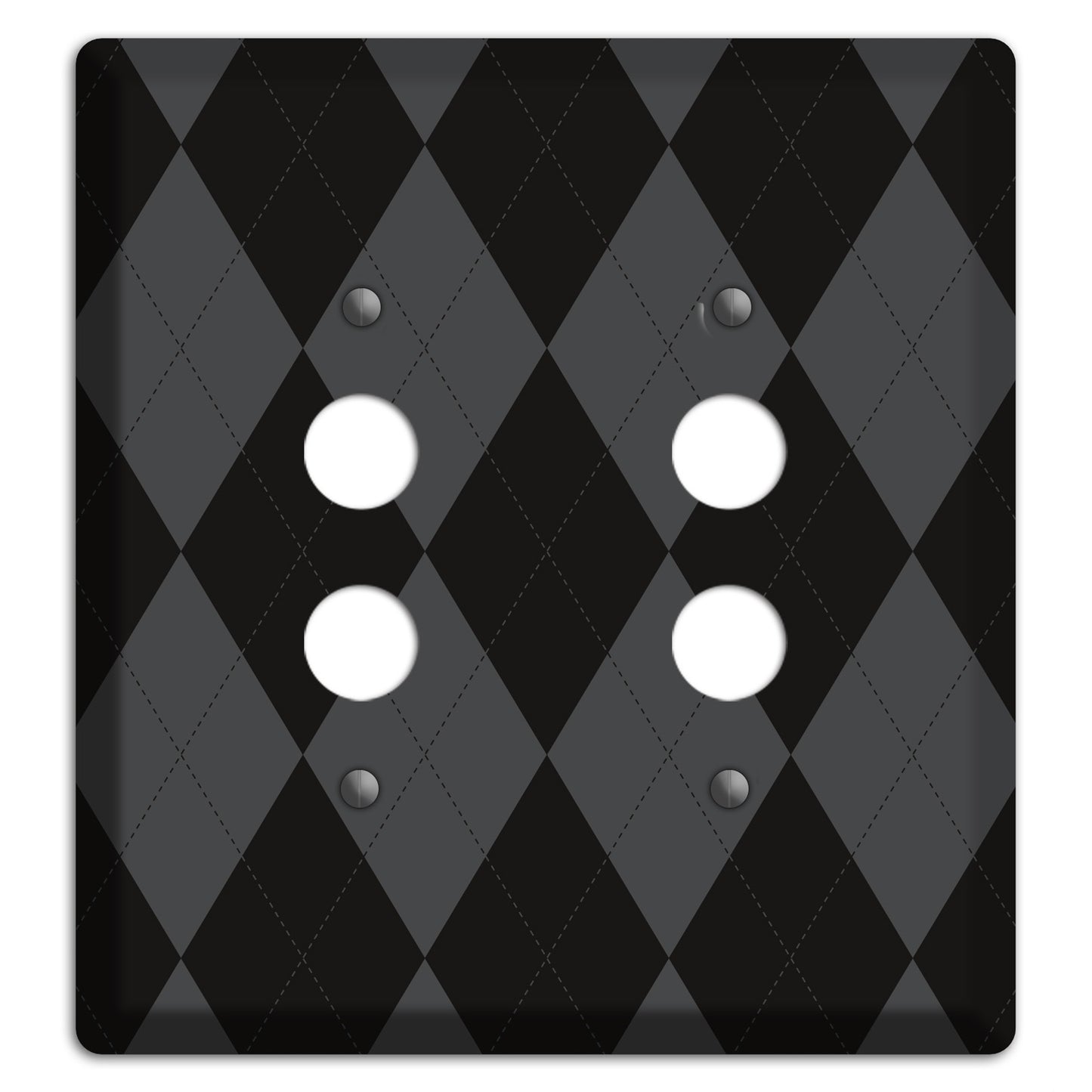 Black and Grey Argyle 2 Pushbutton Wallplate