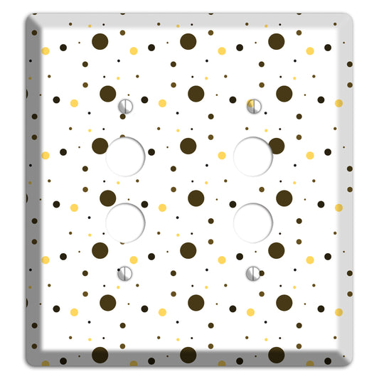 White with Black and Yellow Tiny Dots 2 Pushbutton Wallplate