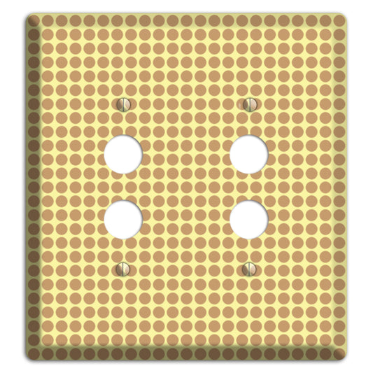 Yellow with Light Brown Tiled Small Dots 2 Pushbutton Wallplate