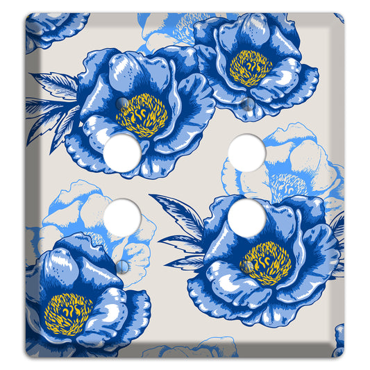 Blue Peony 2 Pushbutton Wallplate