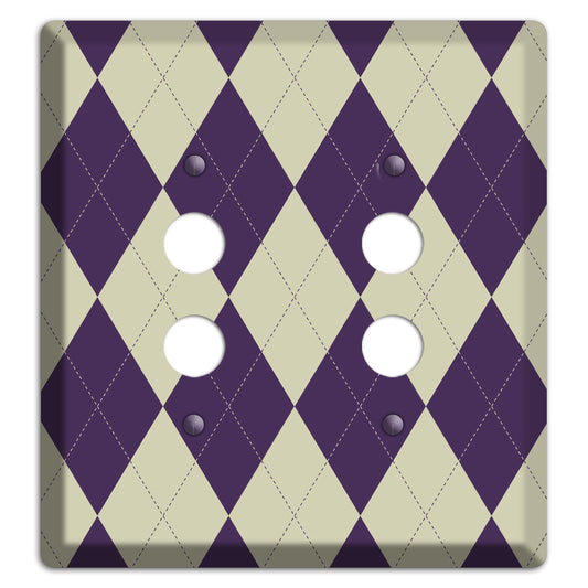 Purple and Tan Argyle 2 Pushbutton Wallplate