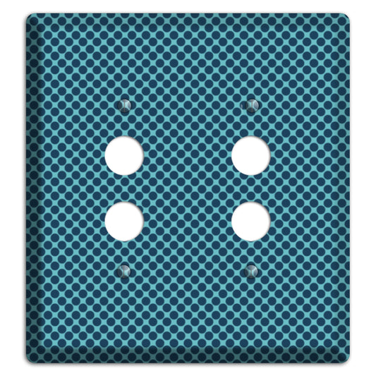 Turquoise with Blue Packed Polka Dots 2 Pushbutton Wallplate