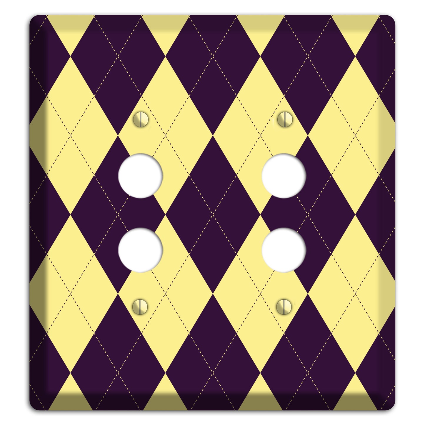 Yellow and Black Argyle 2 Pushbutton Wallplate